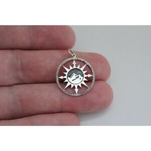 Sterling Silver Compass Pendant with Mountain Center Charm